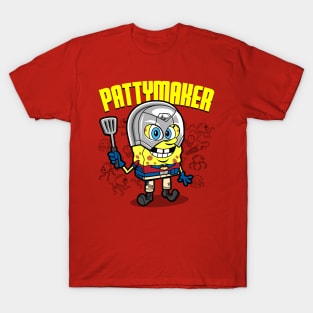 Funny Cute Superhero Burger Maker Cartoon Parody T-Shirt